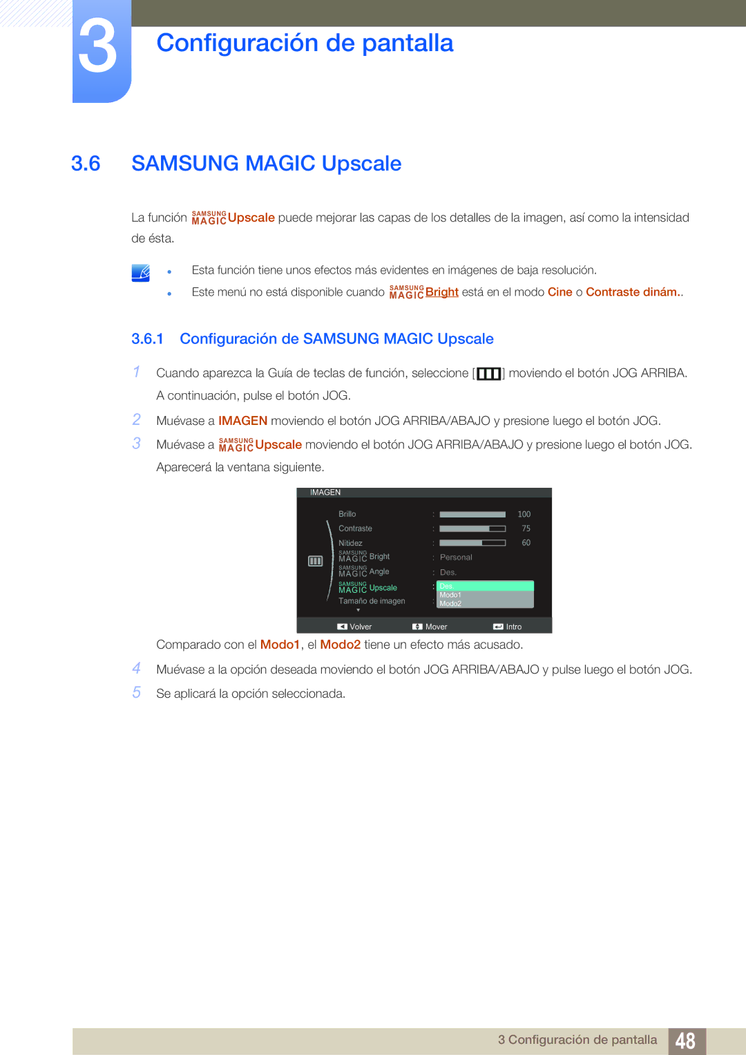 Samsung LS24C550ML/EN manual Configuración de Samsung Magic Upscale 