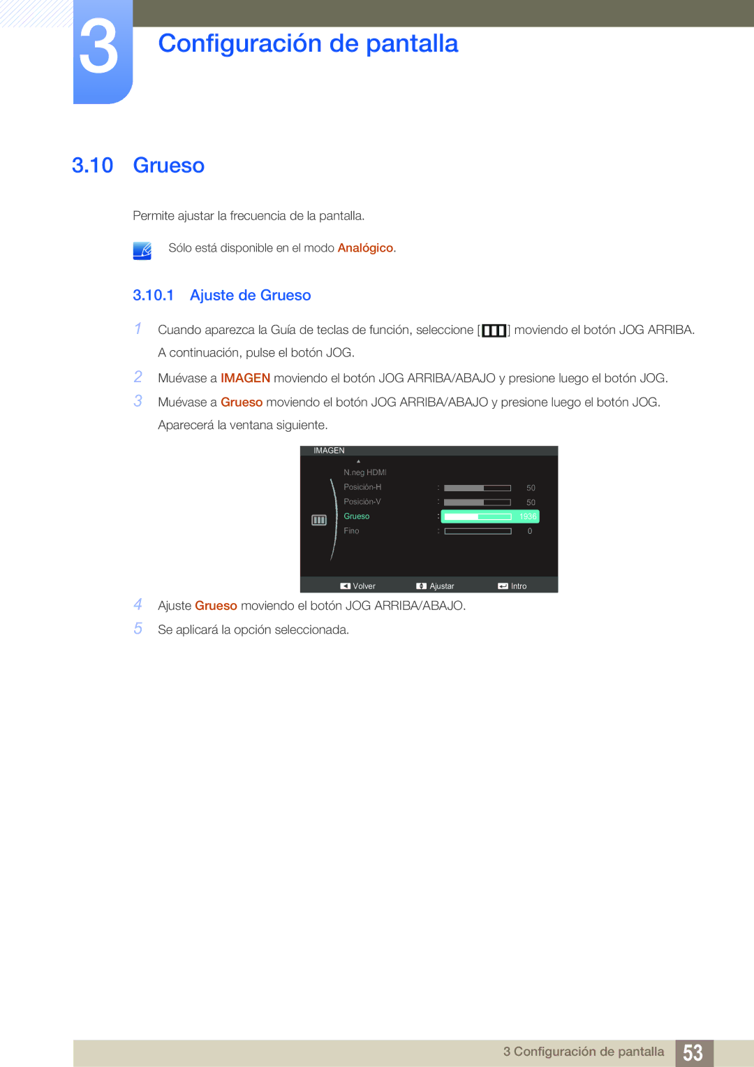 Samsung LS24C550ML/EN manual Ajuste de Grueso 