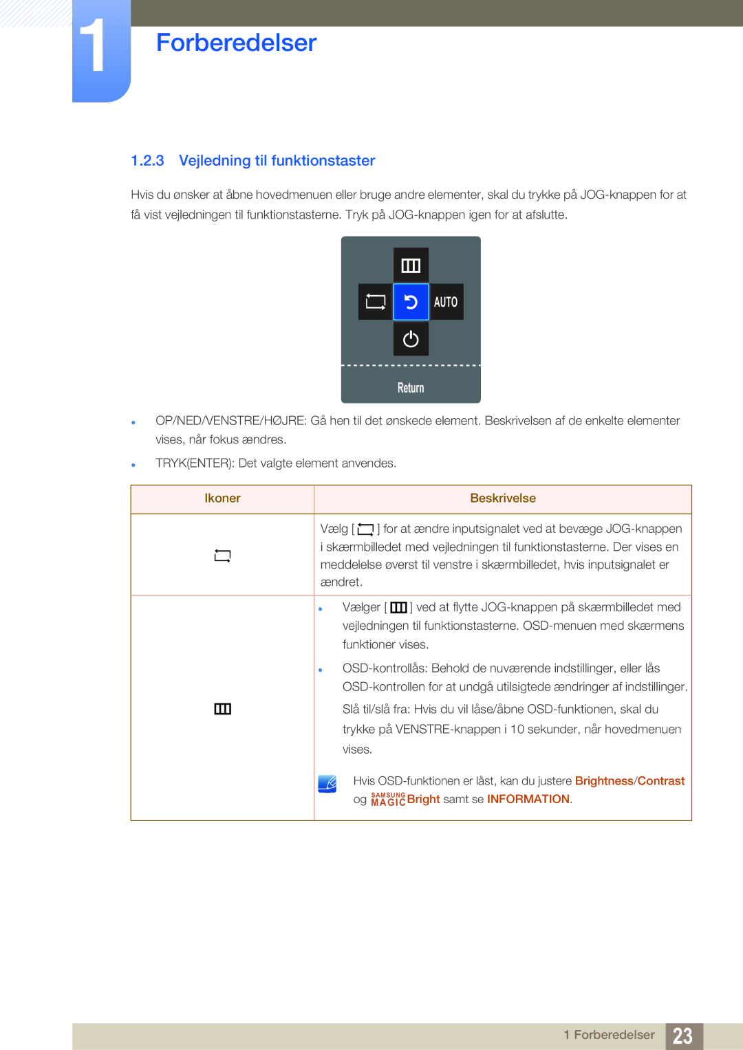 Samsung LS24C550ML/EN manual Vejledning til funktionstaster, Auto 