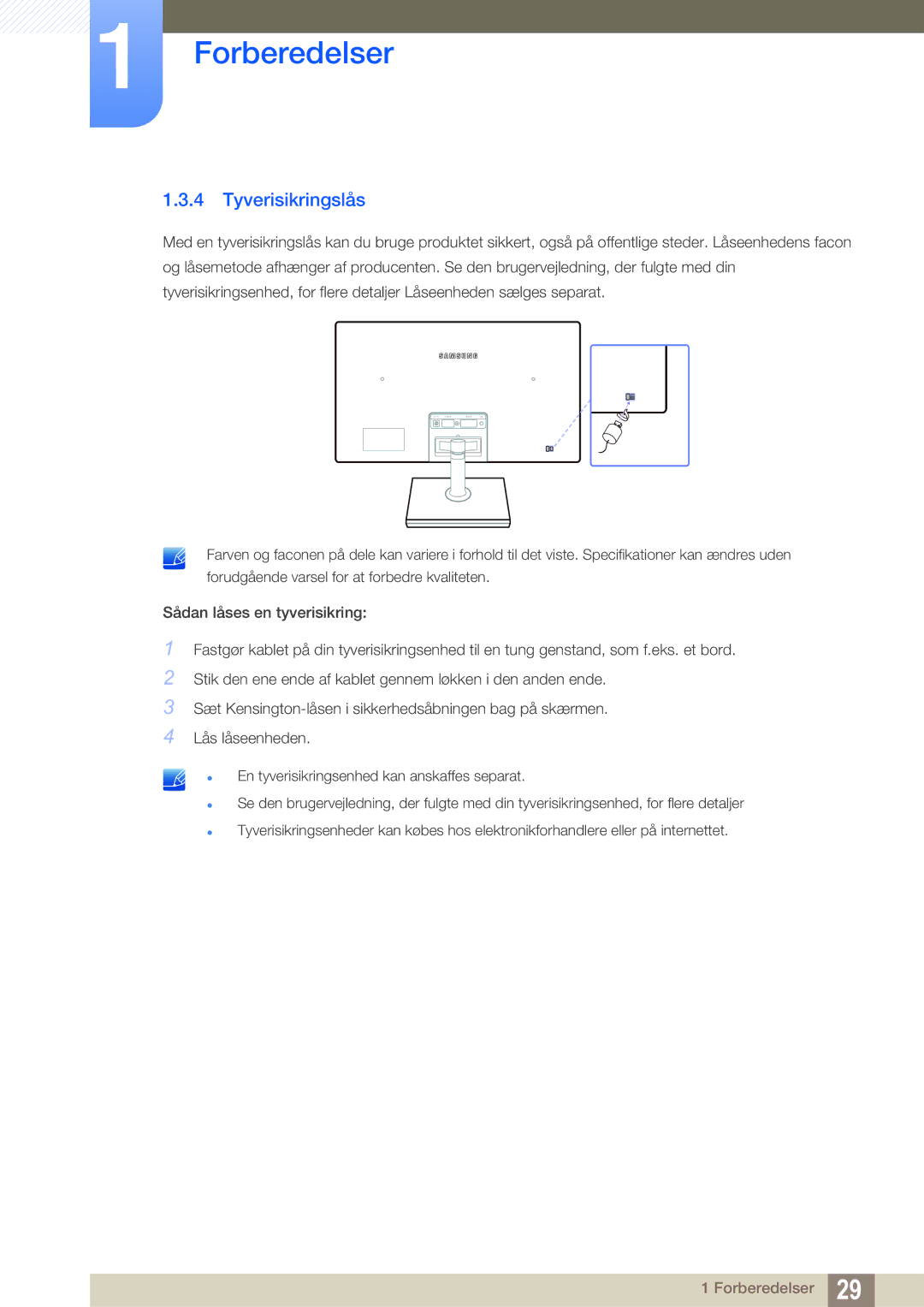 Samsung LS24C550ML/EN manual Tyverisikringslås 