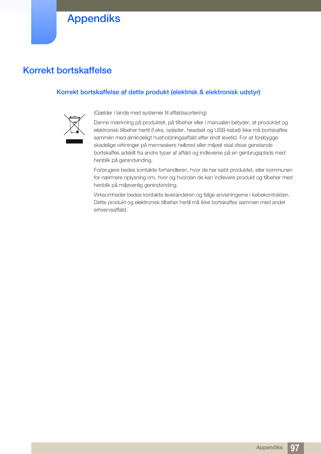 Samsung LS24C550ML/EN manual Korrekt bortskaffelse 