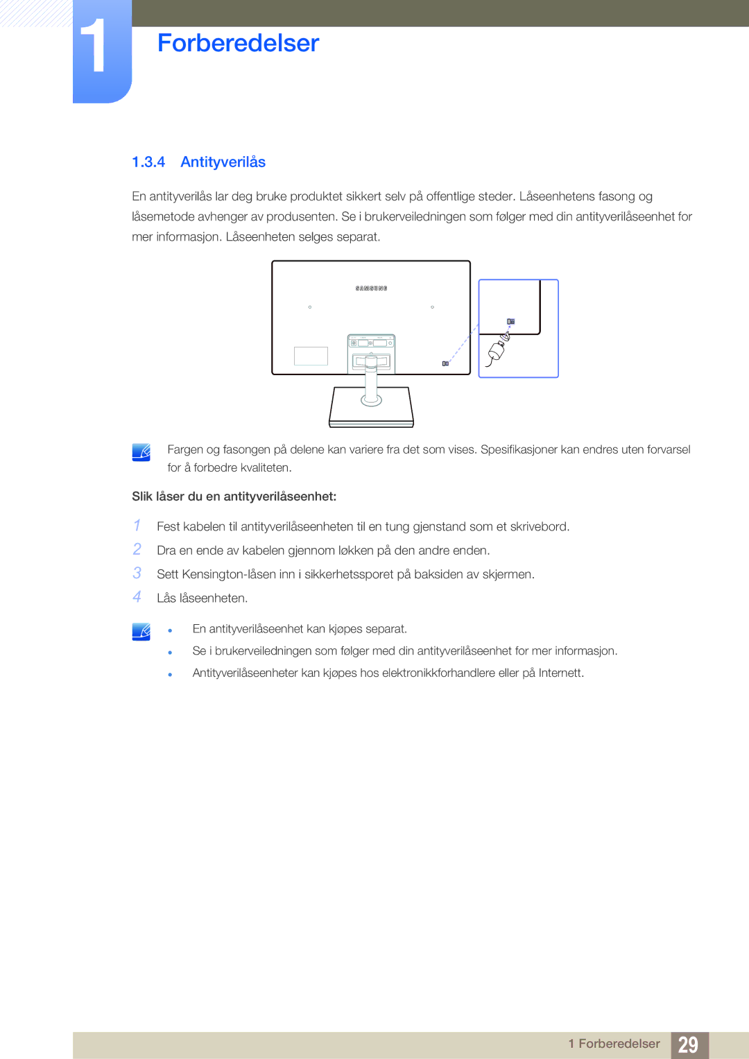 Samsung LS24C550ML/EN manual Antityverilås 