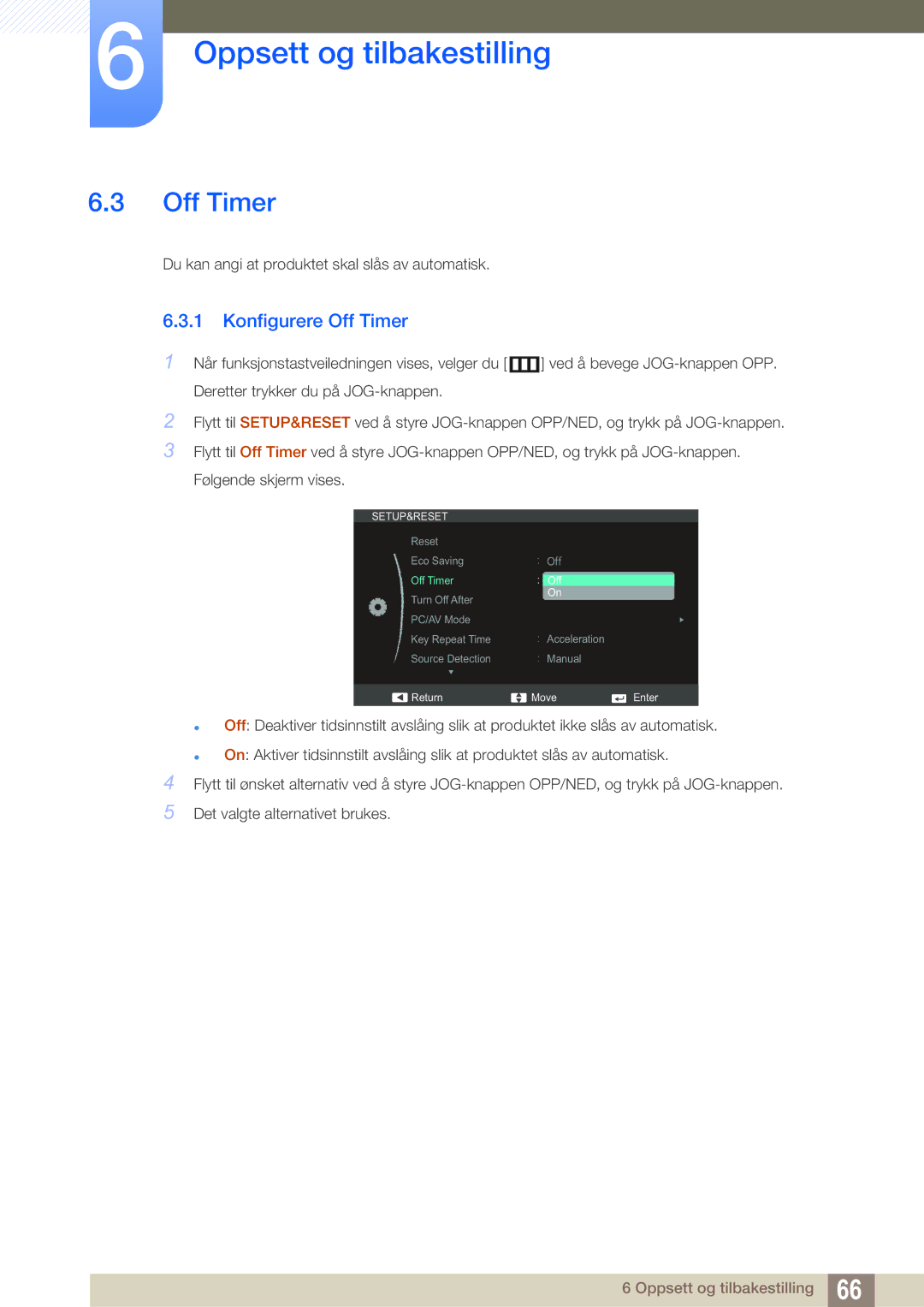 Samsung LS24C550ML/EN manual Konfigurere Off Timer 