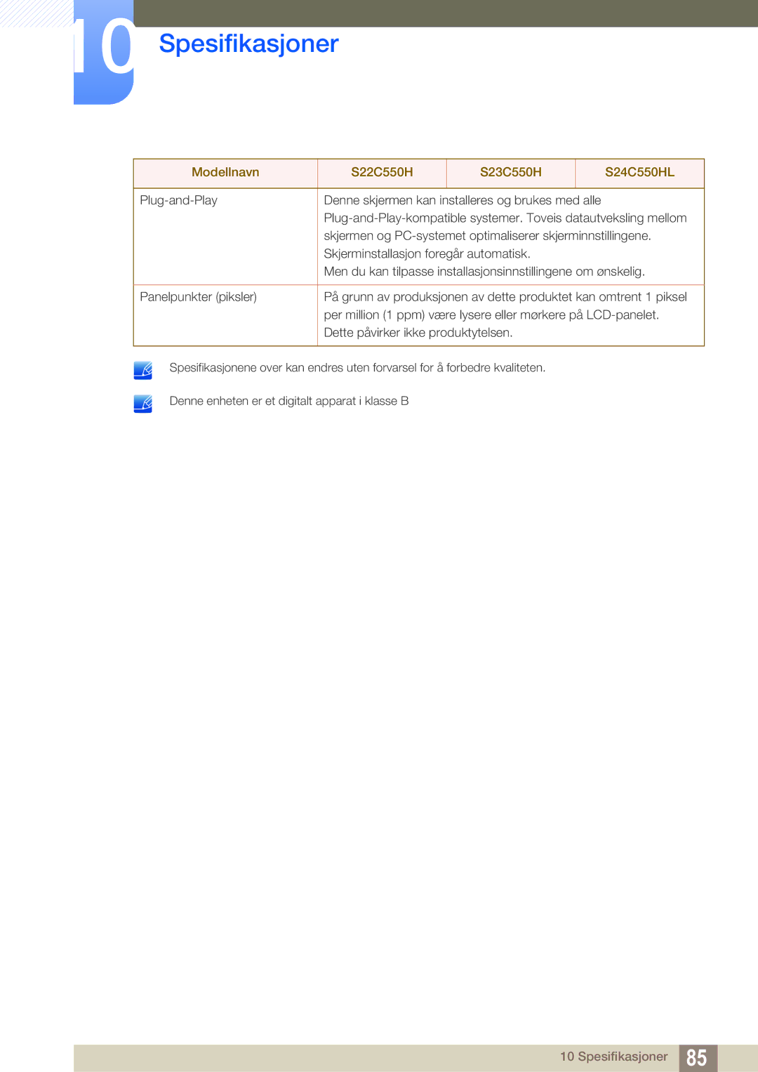 Samsung LS24C550ML/EN manual Plug-and-Play 