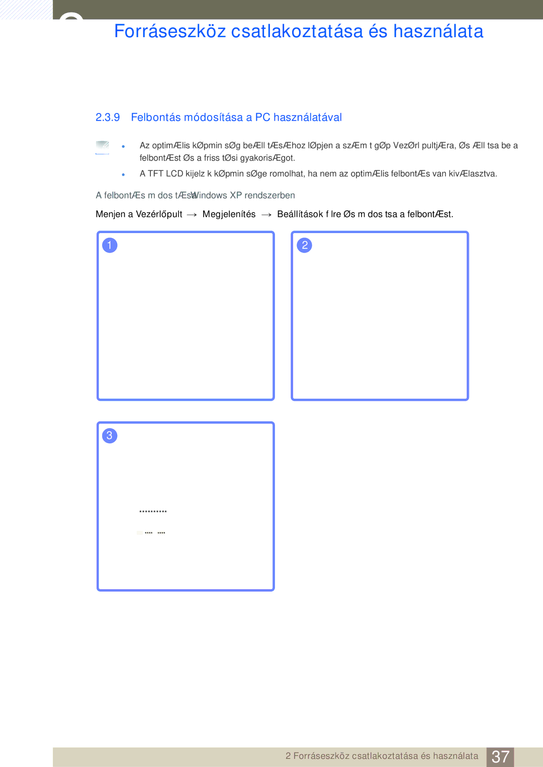 Samsung LS24C550VL/EN manual Felbontás módosítása a PC használatával 