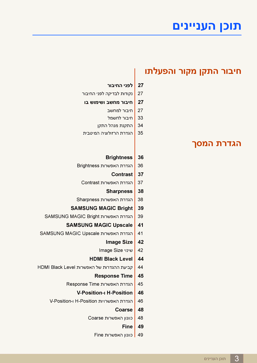 Samsung LS24C65KBWV/CH, LS24C65KBWV/EN manual ותלעפהו רוקמ ןקתה רוביח 