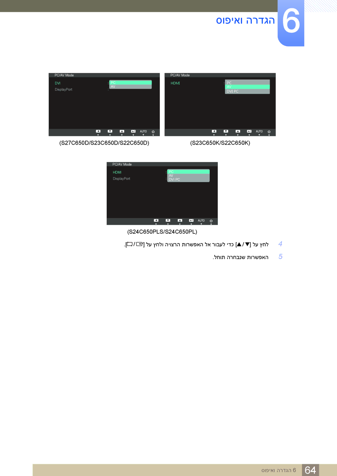 Samsung LS24C65KBWV/EN, LS24C65KBWV/CH manual ‏‏S27C650D/‏S23C650D/‏S22C650D‏S23C650K/‏S22C650K 