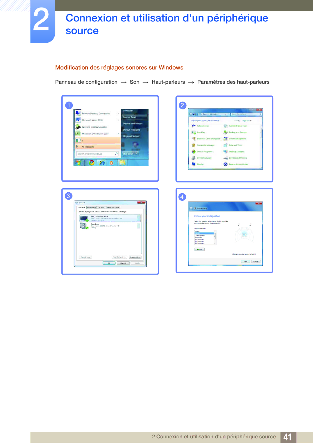 Samsung LS24C65UXWF/EN, LS24C65KMWG/EN, LS24C65KBWV/EN, LS24C65UDW/EN manual Modification des réglages sonores sur Windows 