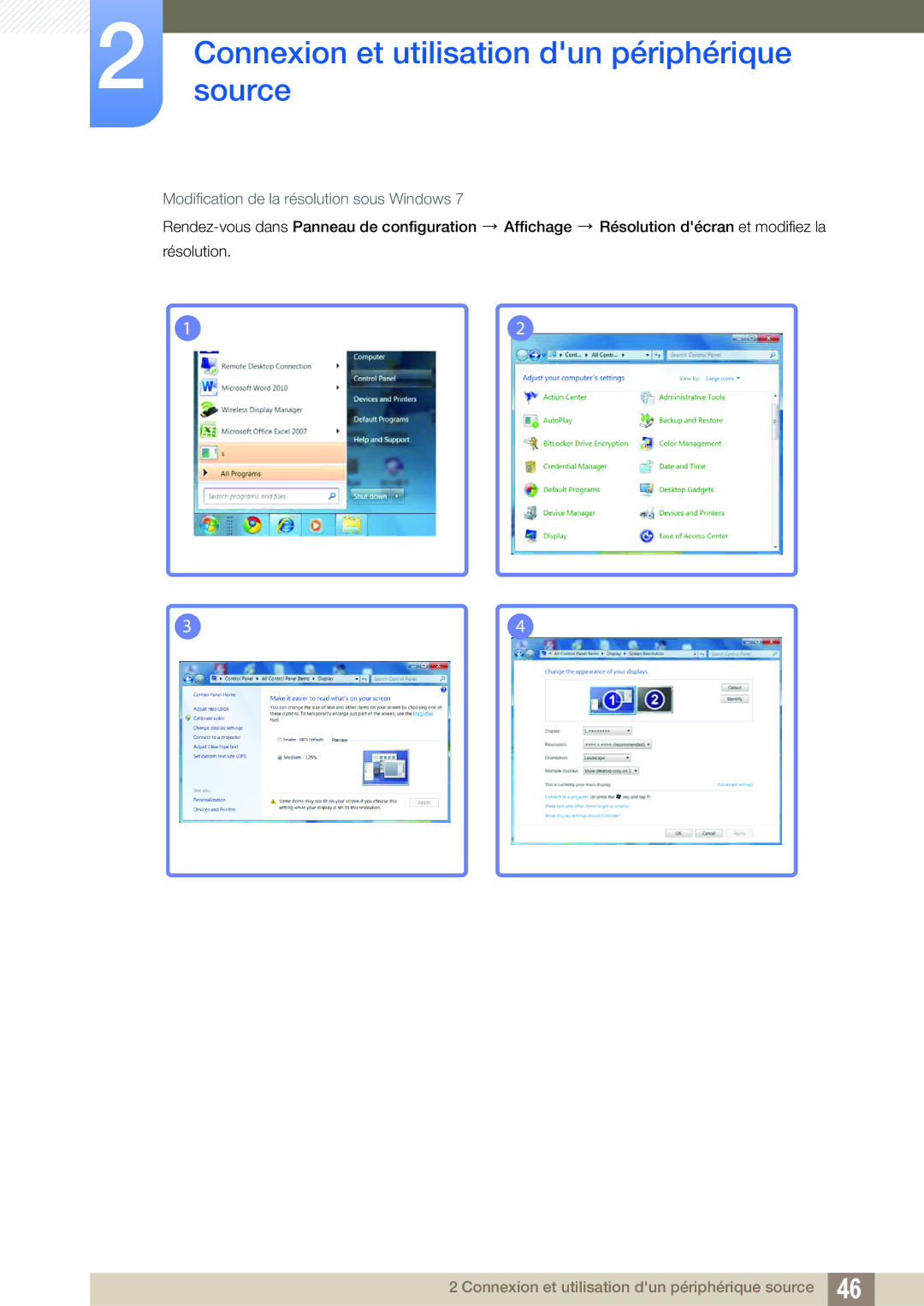 Samsung LS24C65KBWV/EN, LS24C65KMWG/EN, LS24C65UXWF/EN, LS24C65UDW/EN manual Modification de la résolution sous Windows 