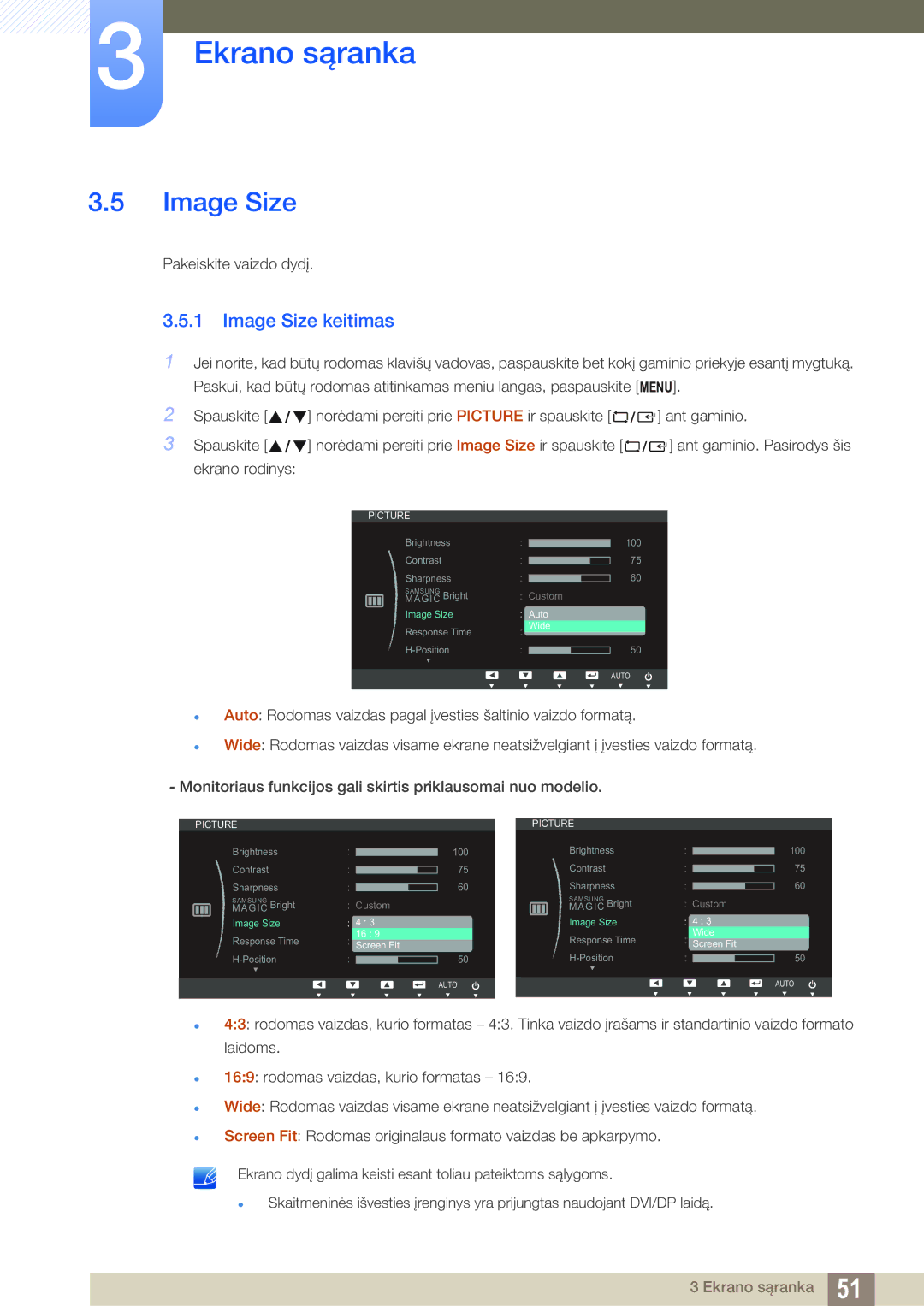 Samsung LS24C65UXWF/EN, LS24C65KBWV/EN, LS24C65UDW/EN manual Image Size keitimas 