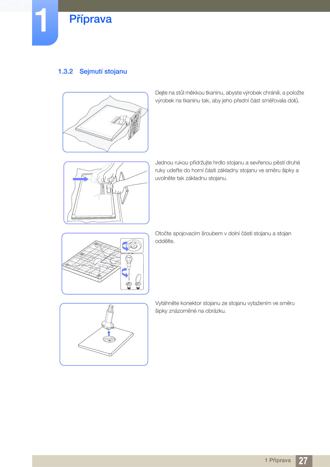 Samsung LS24C570HL/EN, LS24C750PS/EN, LS22C570HS/EN, LS27C750PS/EN manual Sejmutí stojanu 