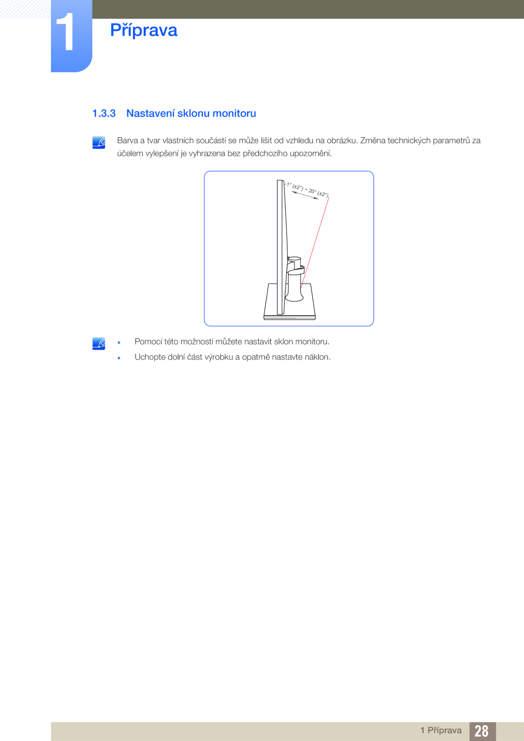 Samsung LS24C750PS/EN, LS22C570HS/EN, LS27C750PS/EN, LS24C570HL/EN manual Nastavení sklonu monitoru 