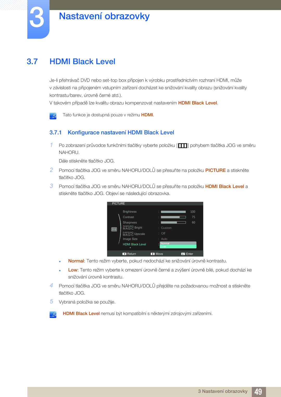 Samsung LS22C570HS/EN, LS24C750PS/EN, LS27C750PS/EN, LS24C570HL/EN manual Konfigurace nastavení Hdmi Black Level 