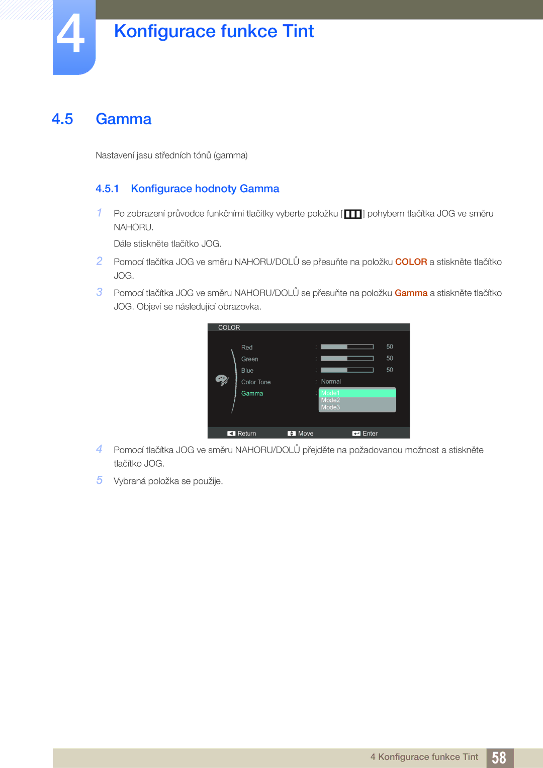 Samsung LS27C750PS/EN, LS24C750PS/EN, LS22C570HS/EN, LS24C570HL/EN manual Konfigurace hodnoty Gamma 