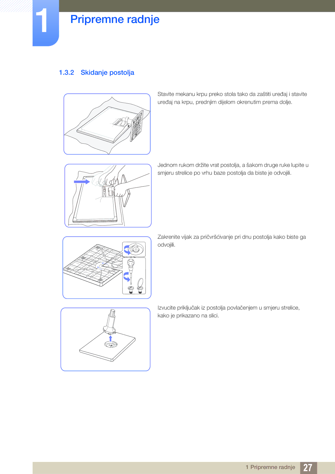 Samsung LS24C570HL/EN, LS24C750PS/EN, LS22C570HS/EN, LS27C750PS/EN manual Skidanje postolja 