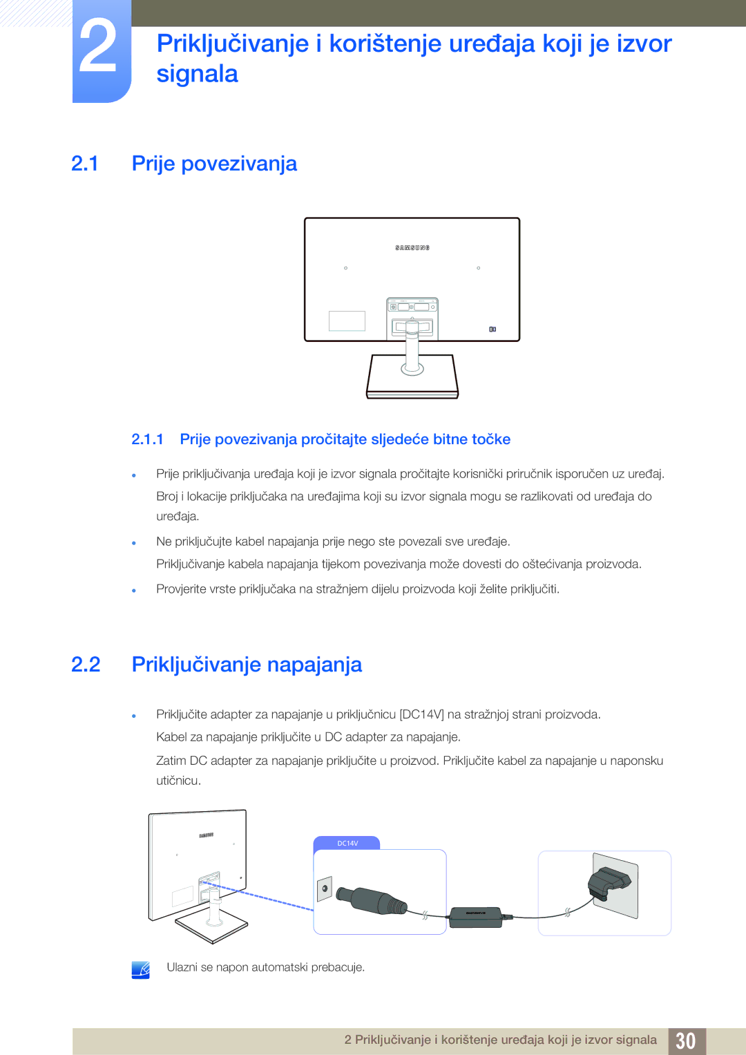 Samsung LS27C750PS/EN, LS24C750PS/EN manual Priključivanjesignala i korištenje uređaja koji je izvor, Prije povezivanja 