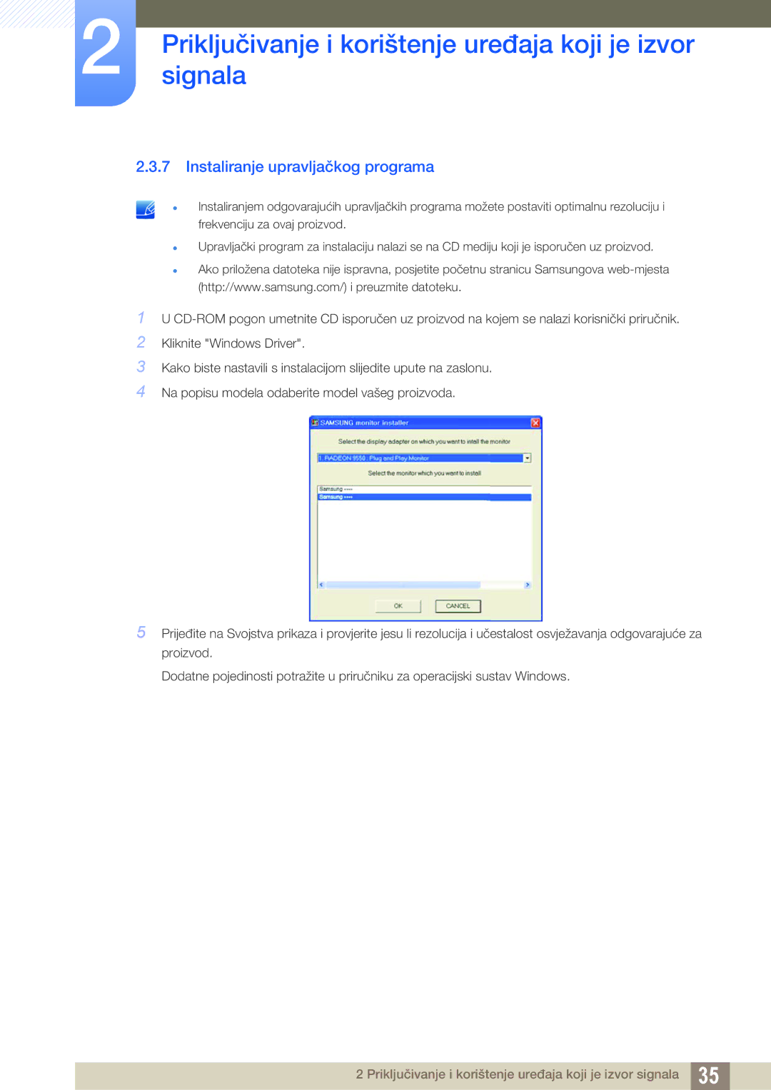 Samsung LS24C570HL/EN, LS24C750PS/EN, LS22C570HS/EN, LS27C750PS/EN manual Instaliranje upravljačkog programa 