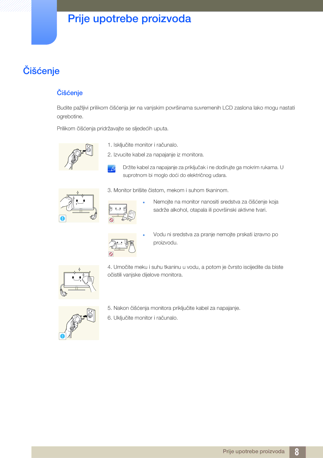 Samsung LS24C750PS/EN, LS22C570HS/EN, LS27C750PS/EN, LS24C570HL/EN manual Čišćenje 