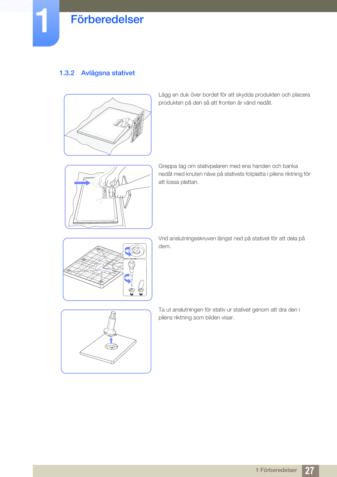 Samsung LS24C750PS/EN, LS27C750PS/EN, LS24C570HL/EN manual 2 Avlägsna stativet 