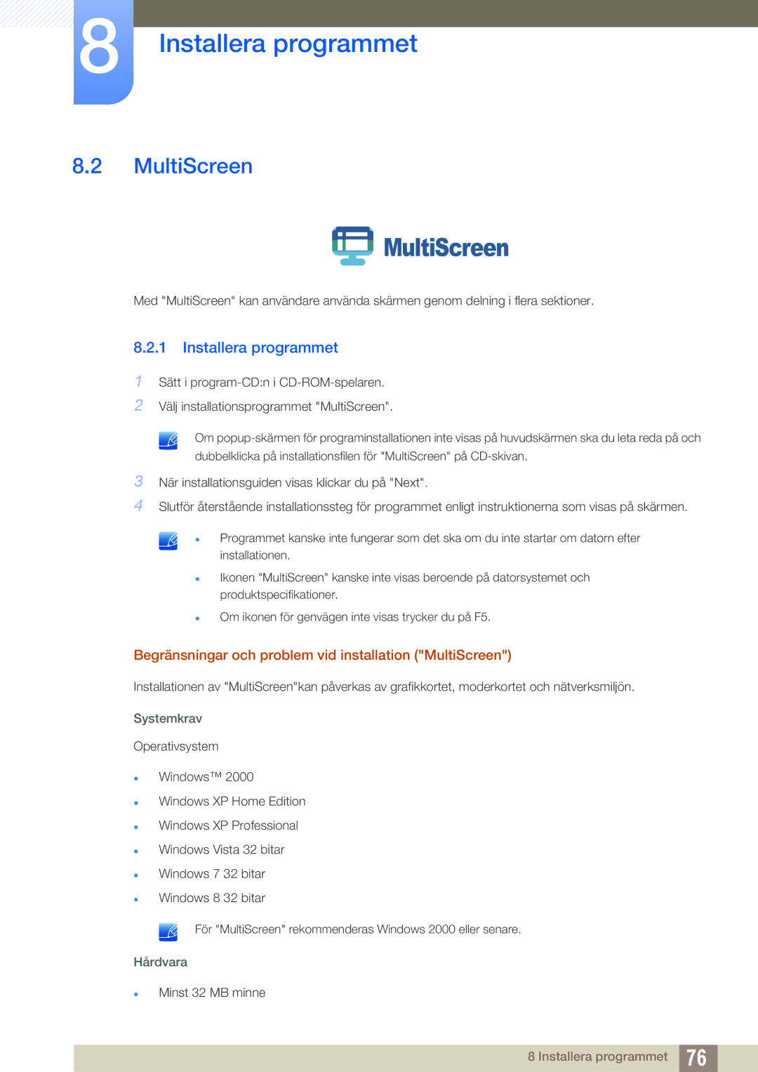 Samsung LS27C750PS/EN, LS24C750PS/EN, LS24C570HL/EN manual MultiScreen 