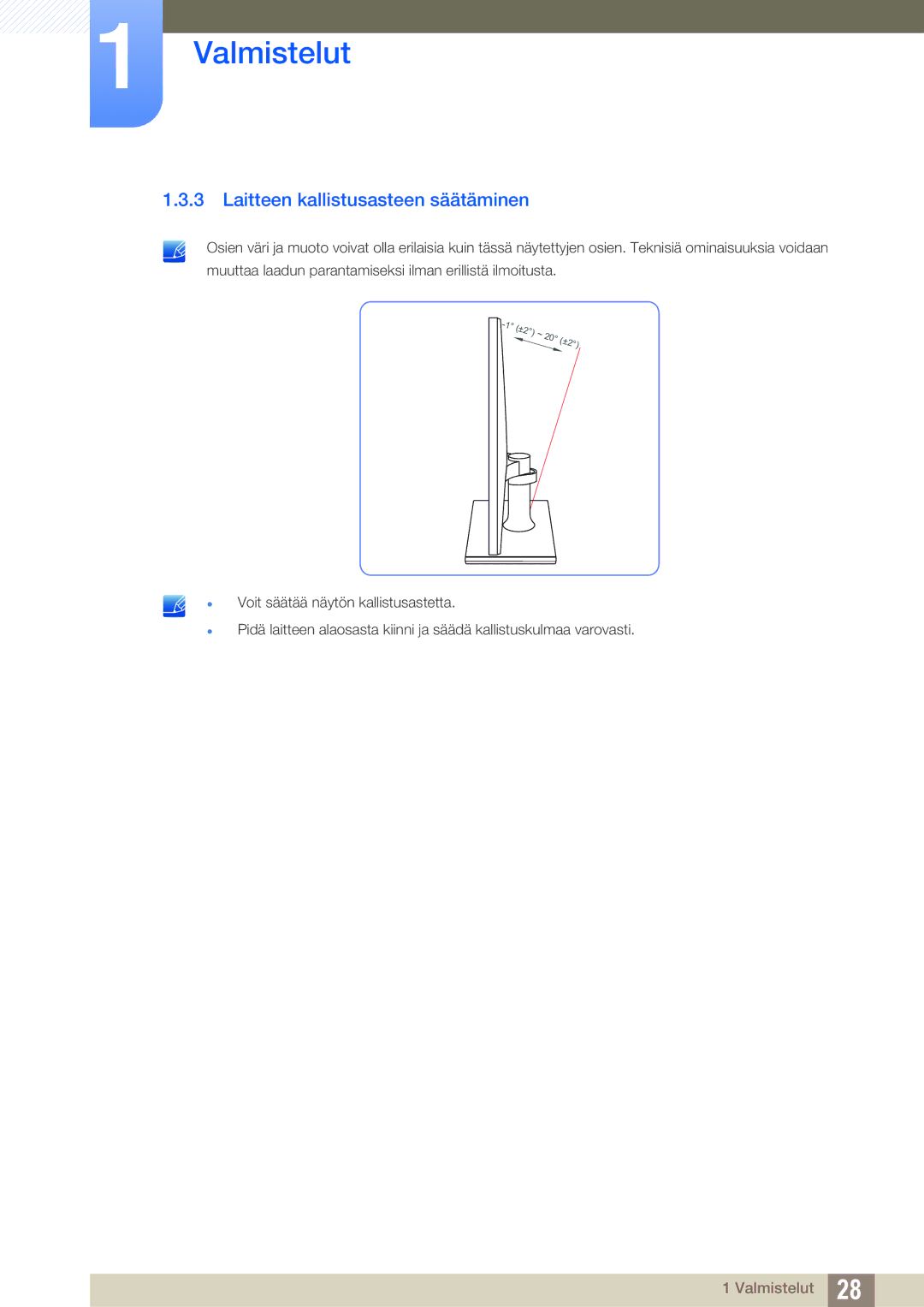 Samsung LS27C750PS/EN, LS24C750PS/EN, LS24C570HL/EN manual Laitteen kallistusasteen säätäminen 