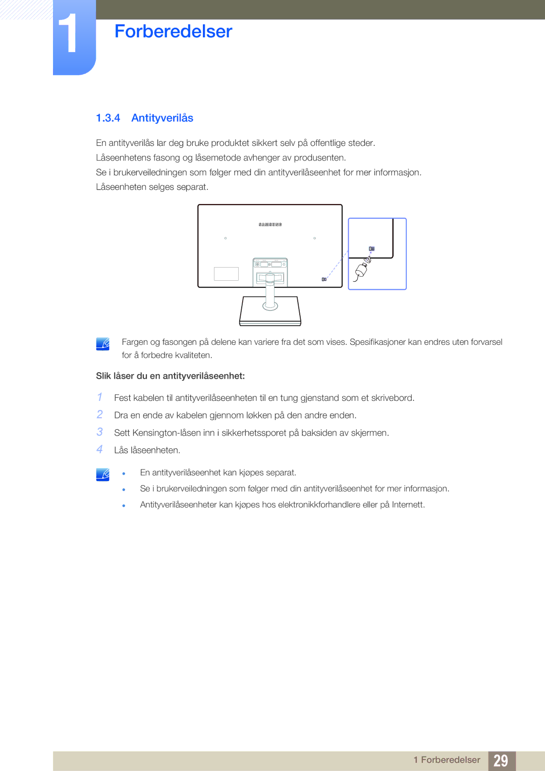 Samsung LS24C570HL/EN, LS24C750PS/EN, LS27C750PS/EN manual Antityverilås 