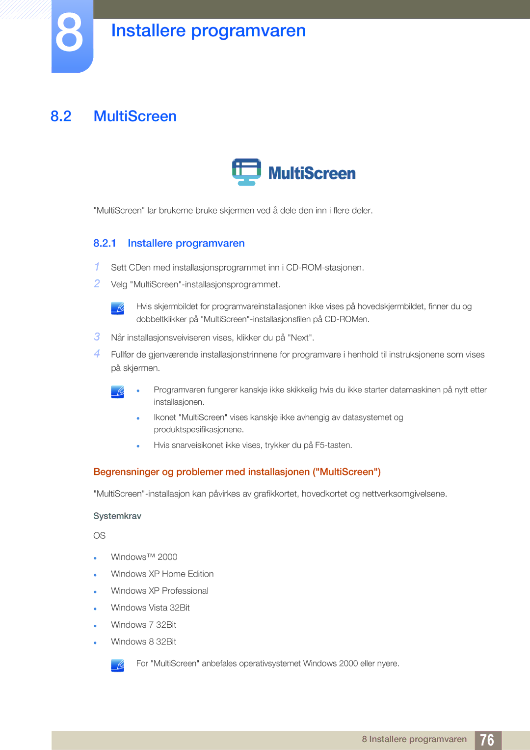 Samsung LS27C750PS/EN, LS24C750PS/EN, LS24C570HL/EN manual MultiScreen 