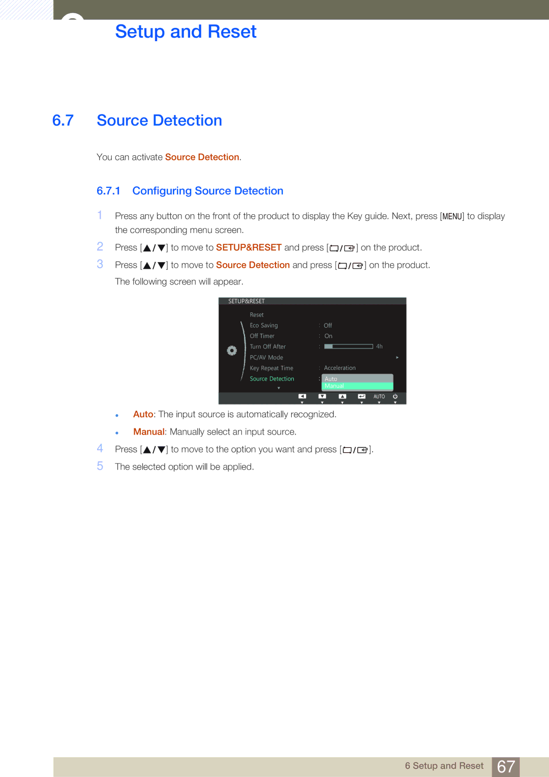 Samsung LS27C750PS/EN, LS24C750PS/EN, LS27C750PS/UE, LS27C750PS/ZR, LS24C750PS/ZR manual Configuring Source Detection 