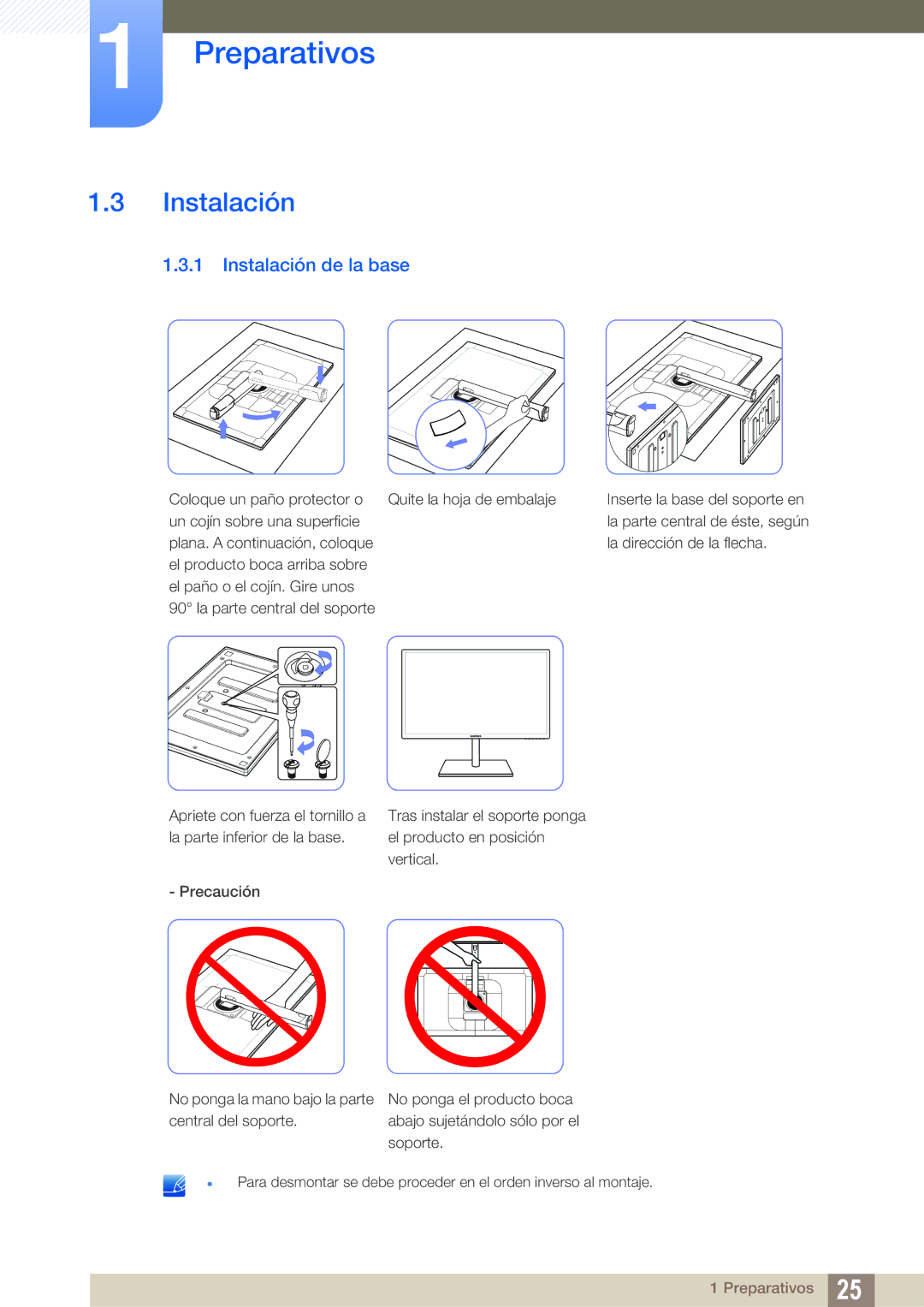 Samsung LS27C750PS/EN, LS24C750PS/EN manual Instalación de la base 