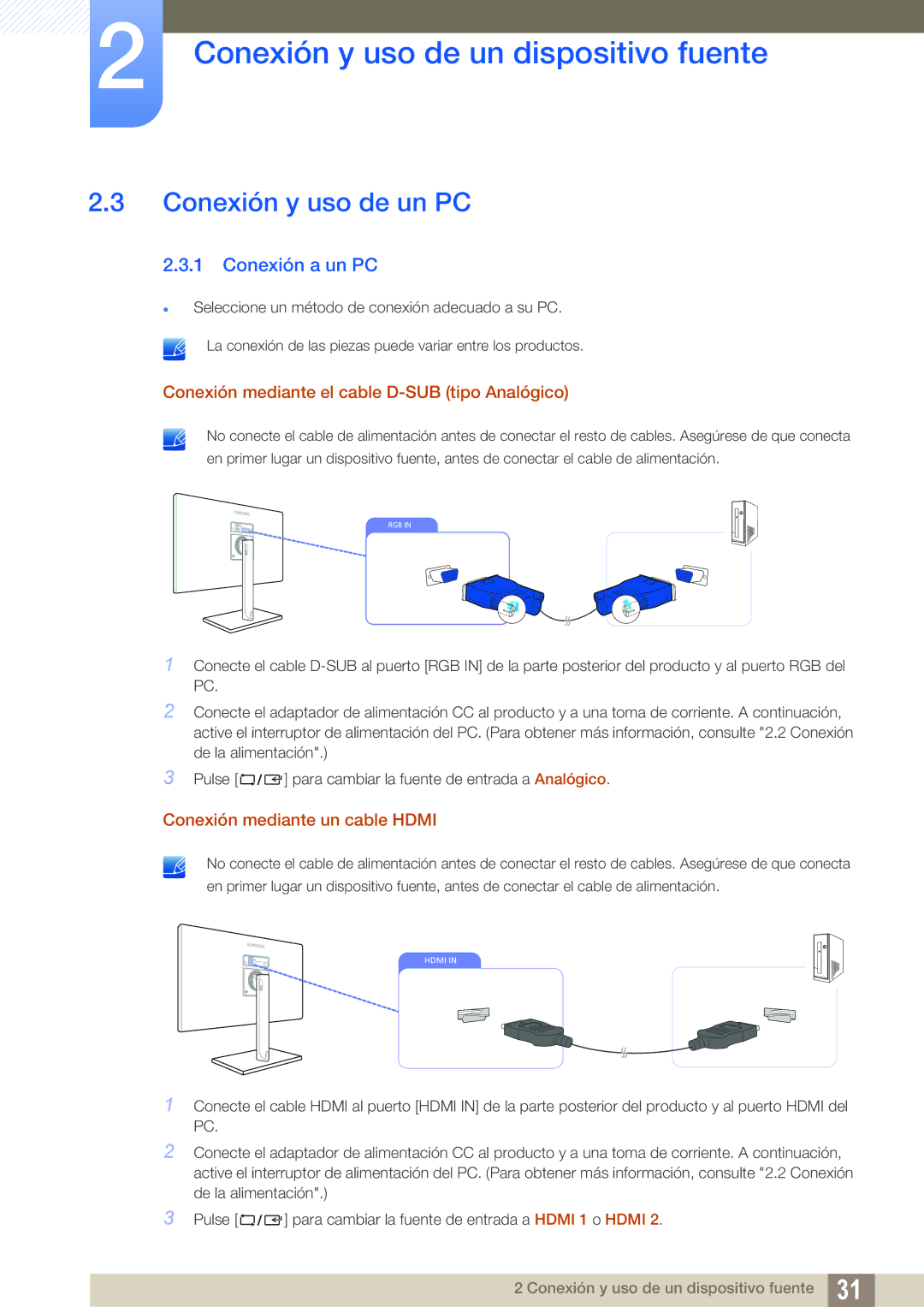 Samsung LS27C750PS/EN, LS24C750PS/EN manual Conexión y uso de un PC, Conexión a un PC 