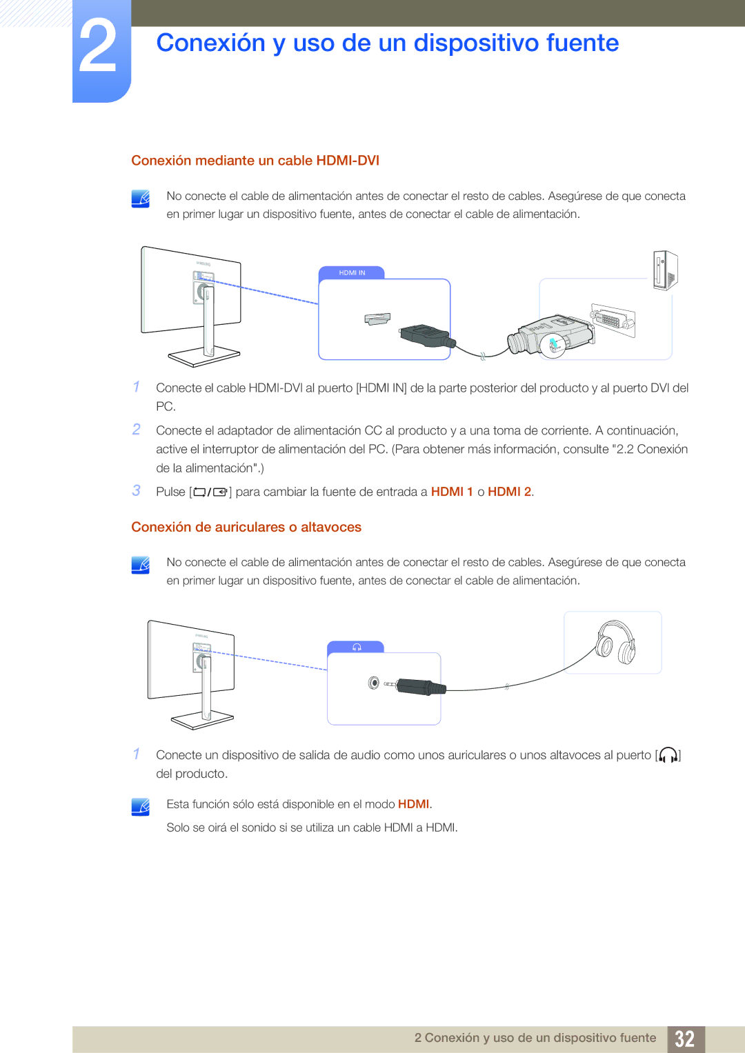 Samsung LS24C750PS/EN, LS27C750PS/EN manual Conexión mediante un cable HDMI-DVI 