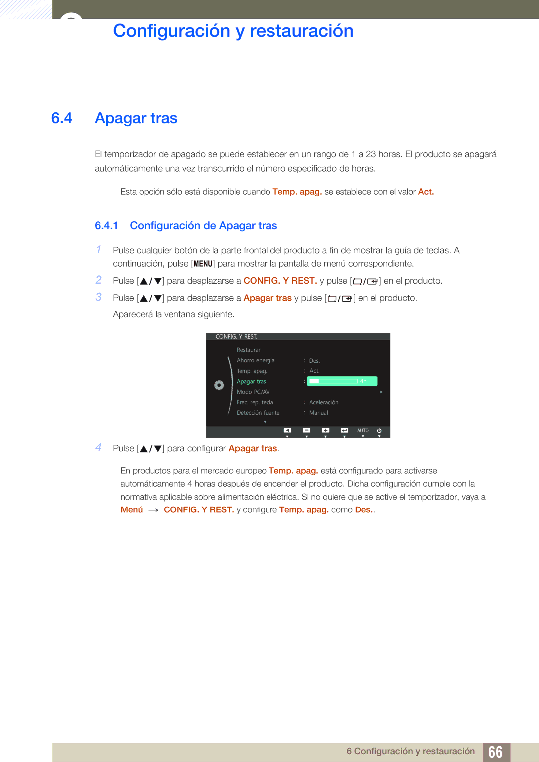 Samsung LS24C750PS/EN, LS27C750PS/EN manual Configuración de Apagar tras 