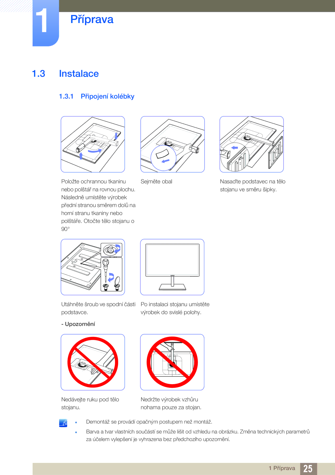 Samsung LS27C750PS/EN, LS24C750PS/EN manual Instalace, 1 Připojení kolébky 