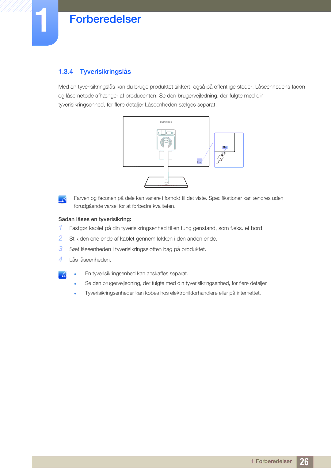 Samsung LS24C750PS/EN, LS27C750PS/EN manual Tyverisikringslås 