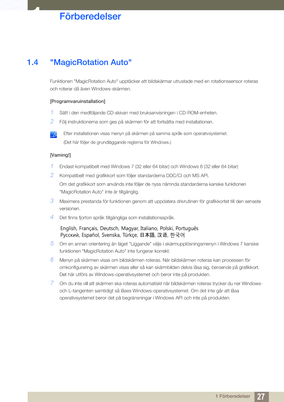 Samsung LS27C750PS/EN, LS24C750PS/EN manual MagicRotation Auto 