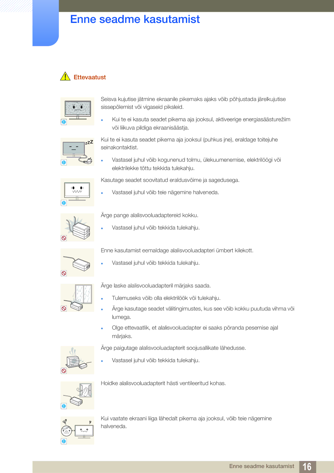 Samsung LS24C750PS/EN, LS27C750PS/EN manual Ettevaatust 