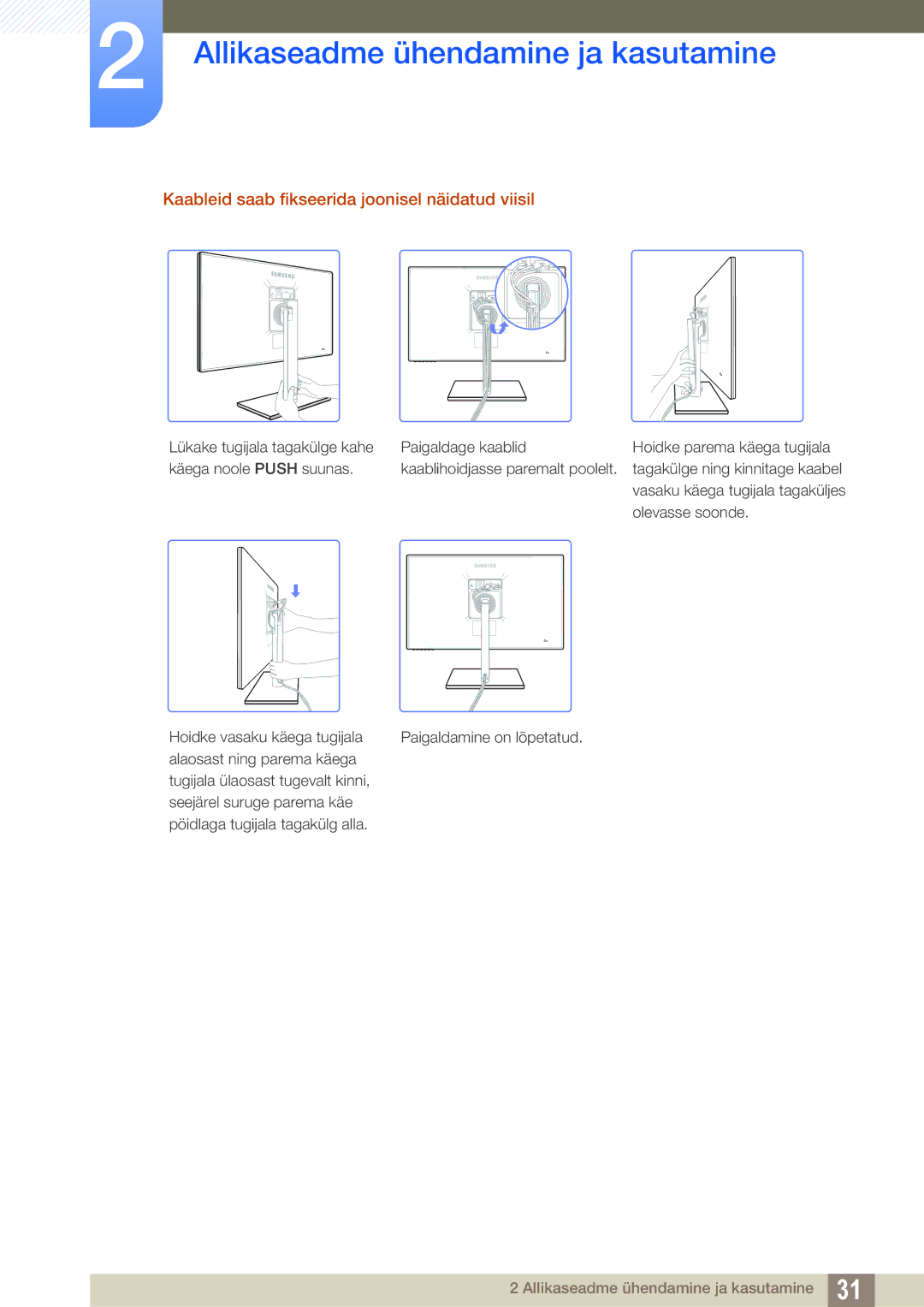 Samsung LS27C750PS/EN, LS24C750PS/EN manual Kaableid saab fikseerida joonisel näidatud viisil 