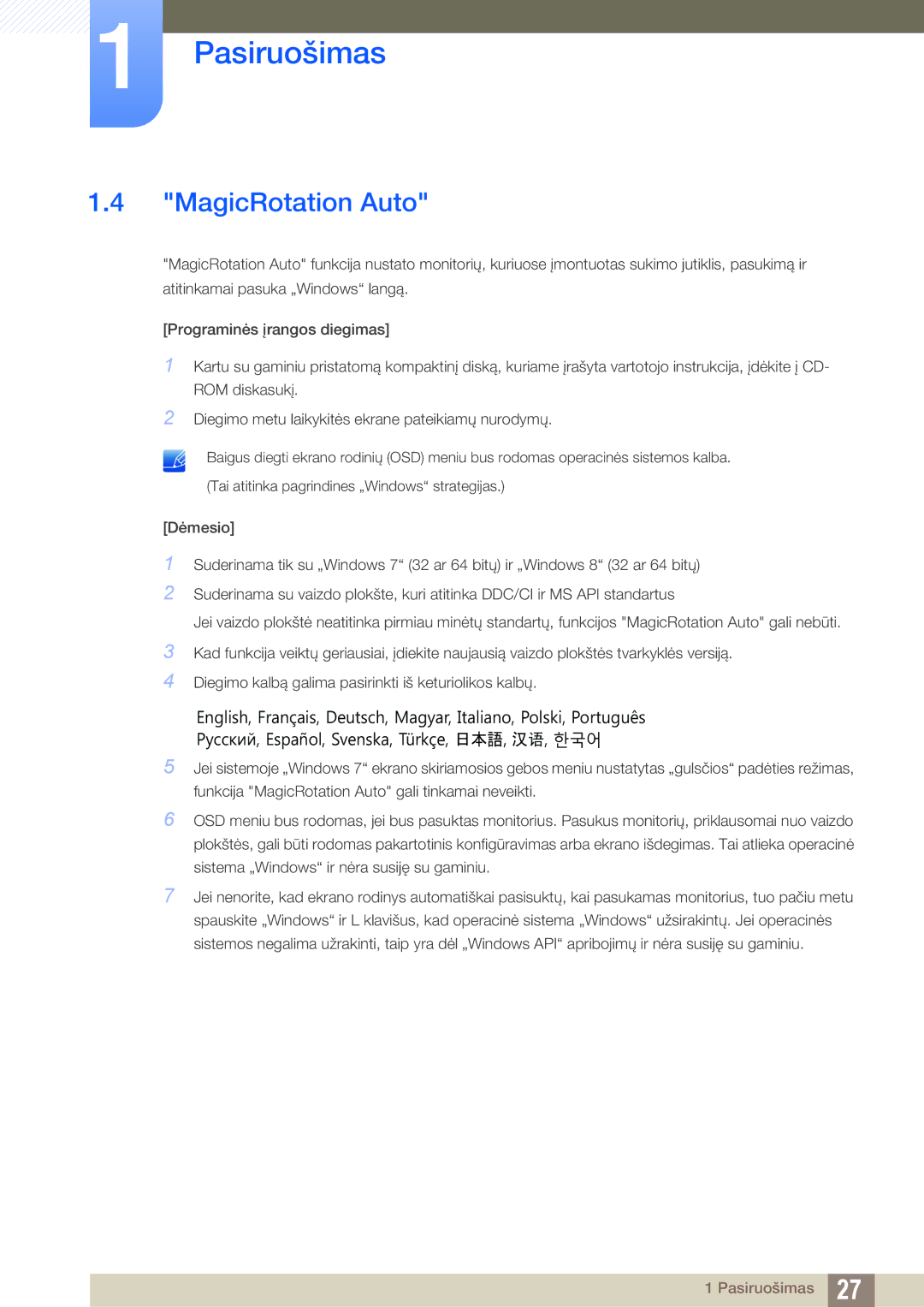 Samsung LS27C750PS/EN, LS24C750PS/EN manual MagicRotation Auto 