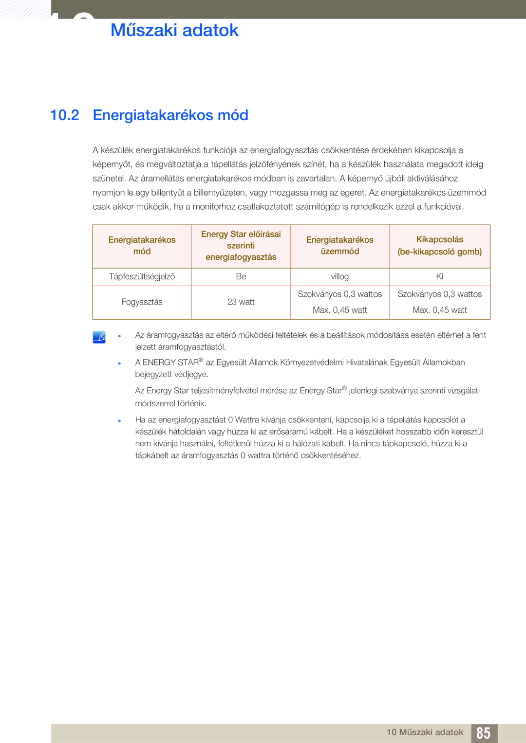 Samsung LS27C750PS/EN, LS24C750PS/EN manual Energiatakarékos mód 