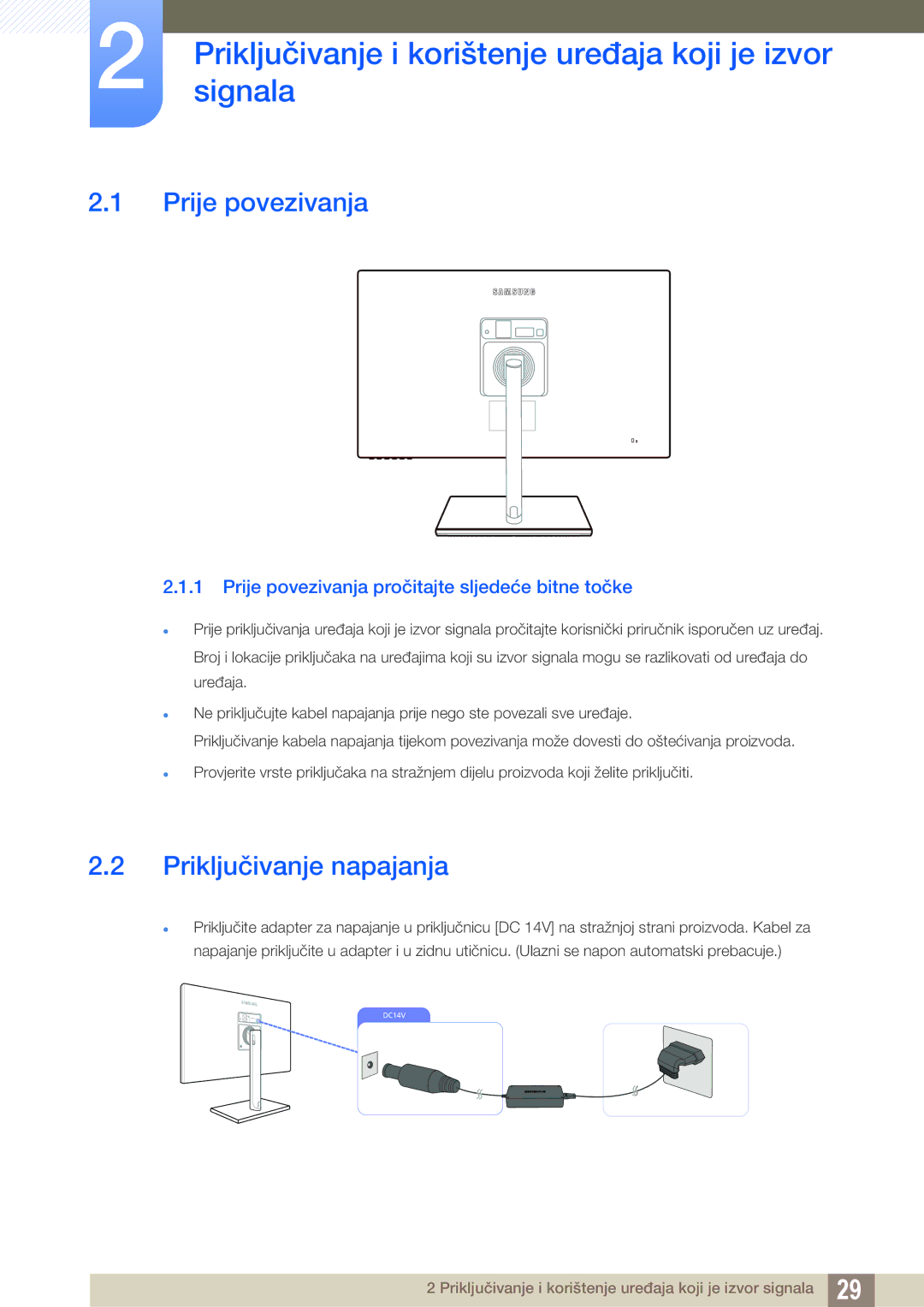 Samsung LS27C750PS/EN, LS24C750PS/EN manual Priključivanjesignala i korištenje uređaja koji je izvor, Prije povezivanja 