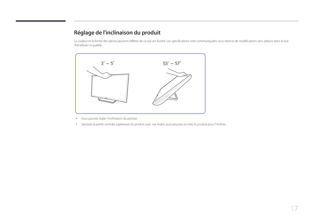 Samsung LS24C770TS/EN manual Réglage de linclinaison du produit, 53 ~ 