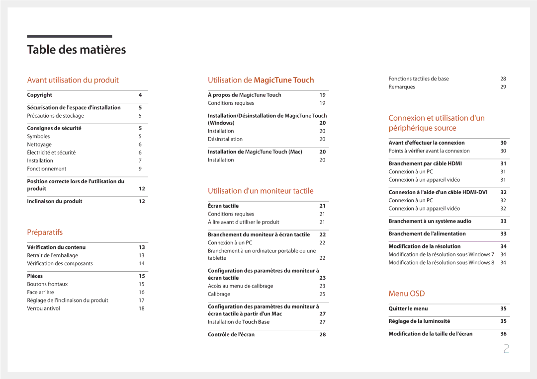 Samsung LS24C770TS/EN manual Table des matières 