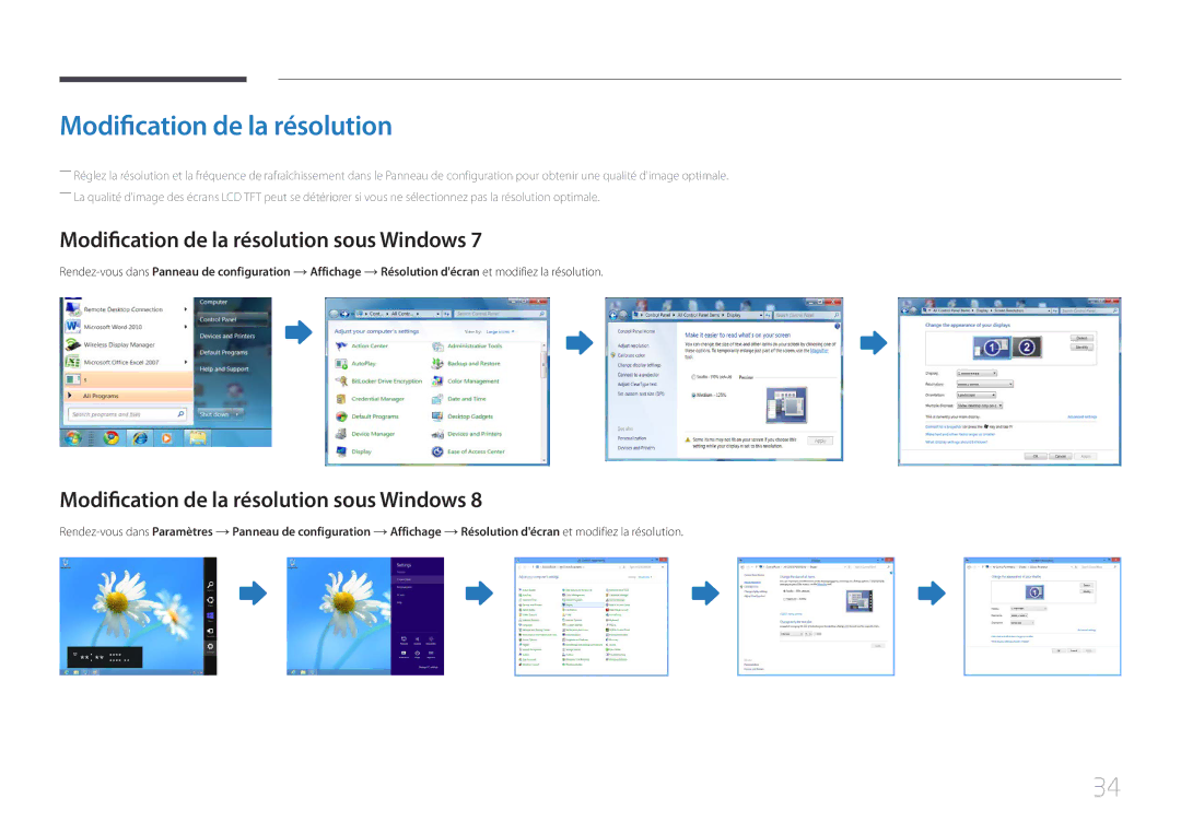 Samsung LS24C770TS/EN manual Modification de la résolution sous Windows 