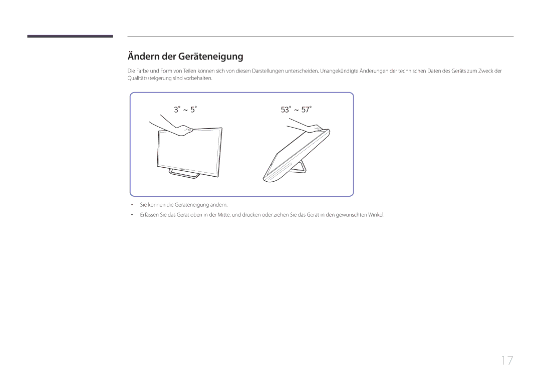 Samsung LS24C770TS/EN manual Ändern der Geräteneigung, 53 ~ 