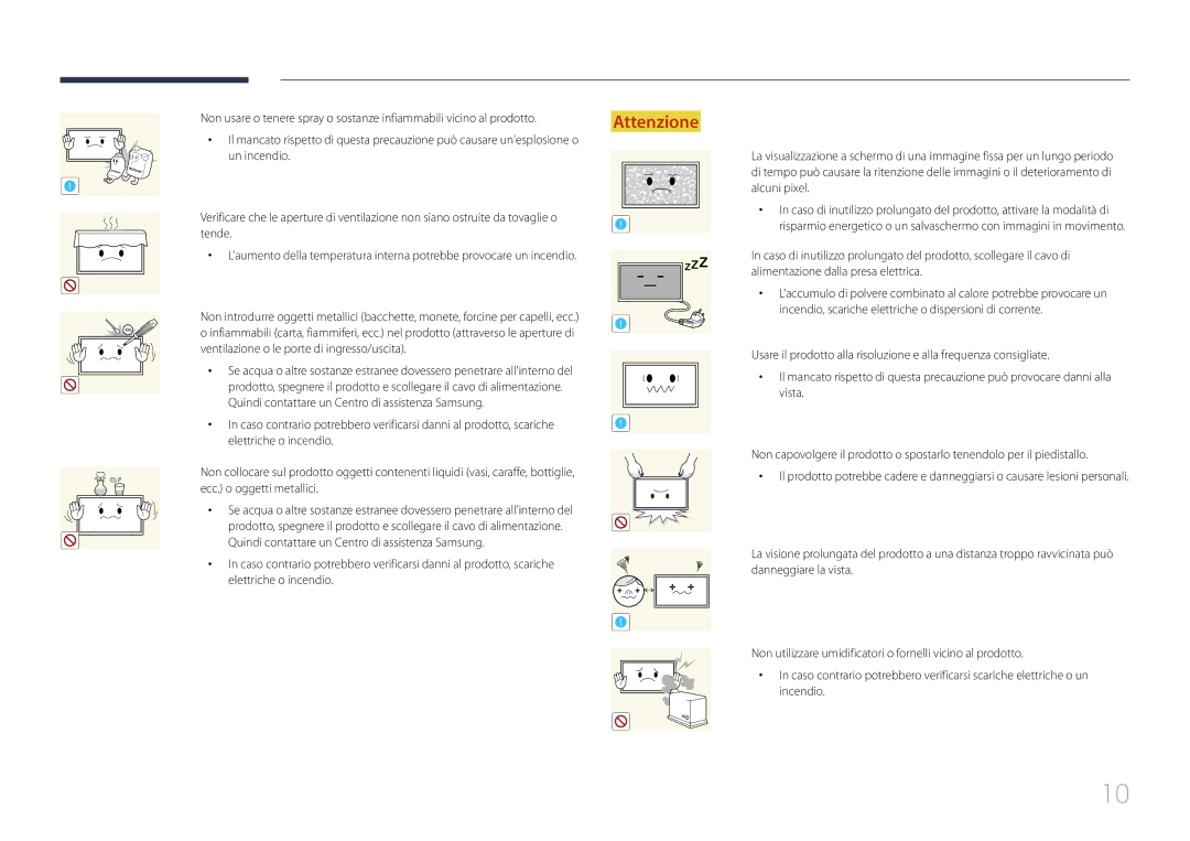 Samsung LS24C770TS/EN manual Ventilazione o le porte di ingresso/uscita 