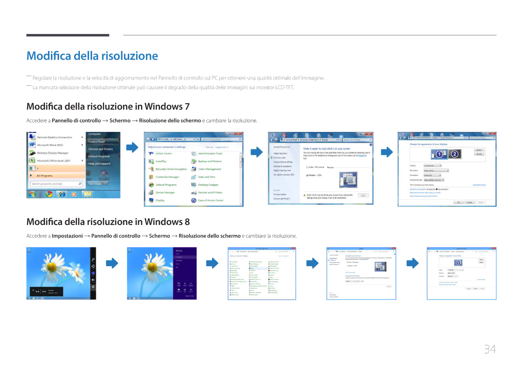 Samsung LS24C770TS/EN manual Modifica della risoluzione in Windows 