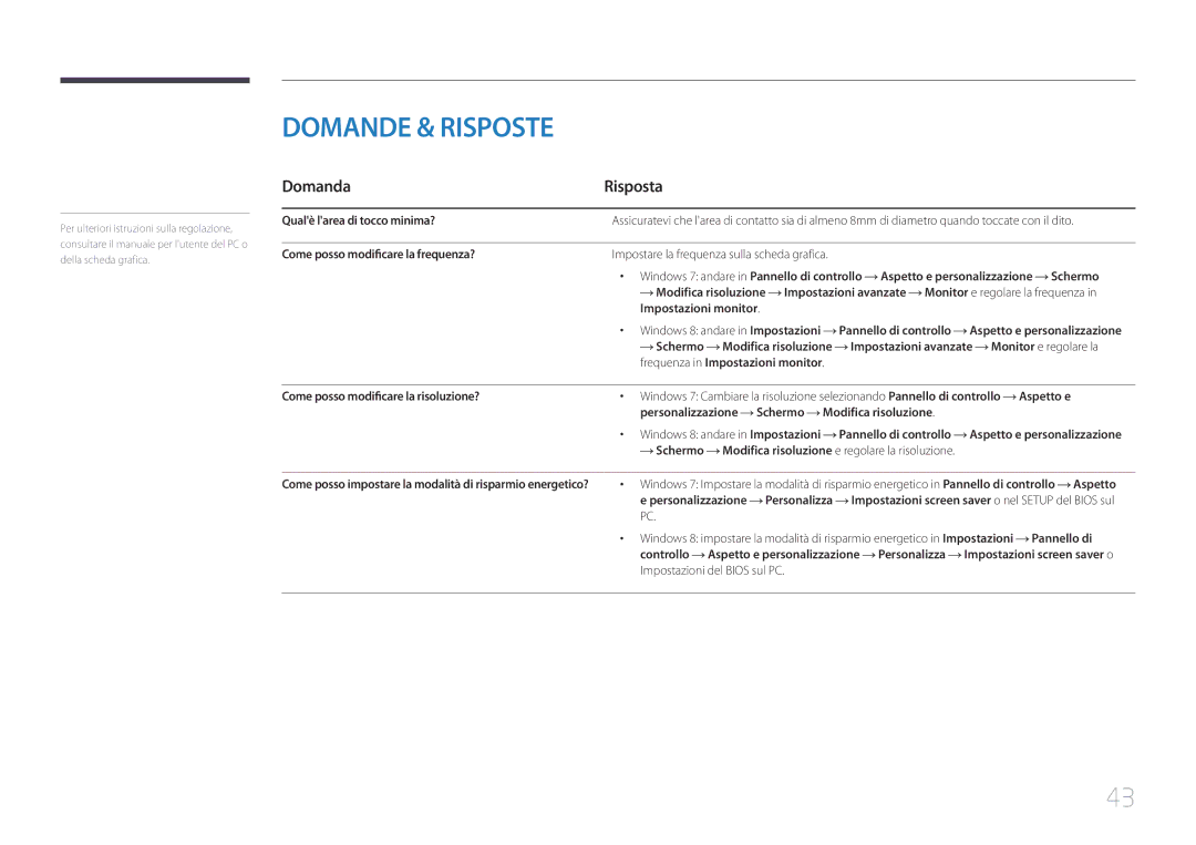 Samsung LS24C770TS/EN manual Domanda Risposta 