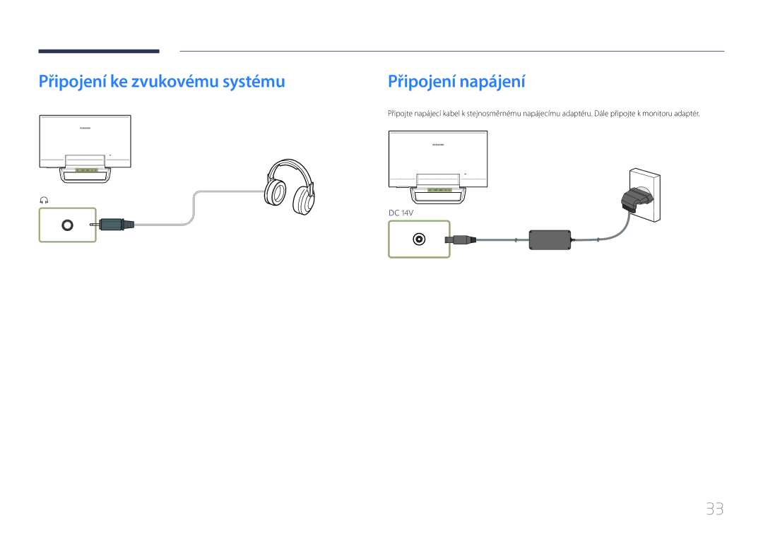 Samsung LS24C770TS/EN manual Připojení ke zvukovému systému Připojení napájení 