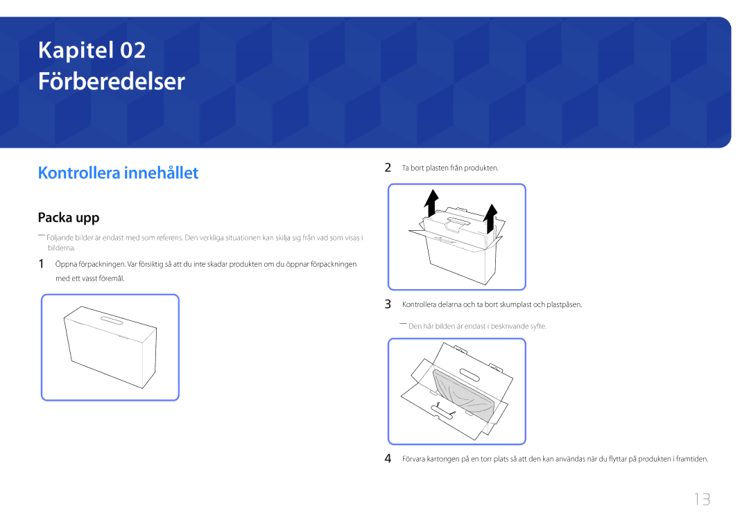 Samsung LS24C770TS/EN manual Förberedelser, Kontrollera innehållet, Packa upp 