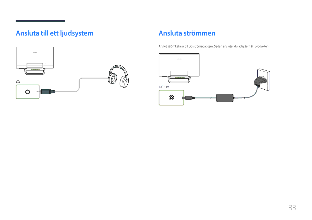 Samsung LS24C770TS/EN manual Ansluta till ett ljudsystem Ansluta strömmen 